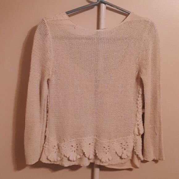 RARE 🦄 💥FREE PEOPLE TIERED CROCHET LACEY CARDIGAN SWEATER SMALL - Picture 4 of 4